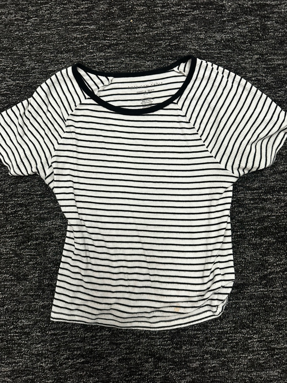 American Eagle Outfitters Black & White Striped Short Sleeve Tee